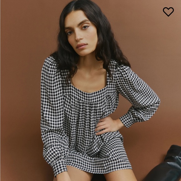 Reformation “Blake Dress”- black & white gingham - Size S - long sleeve - Picture 1 of 4